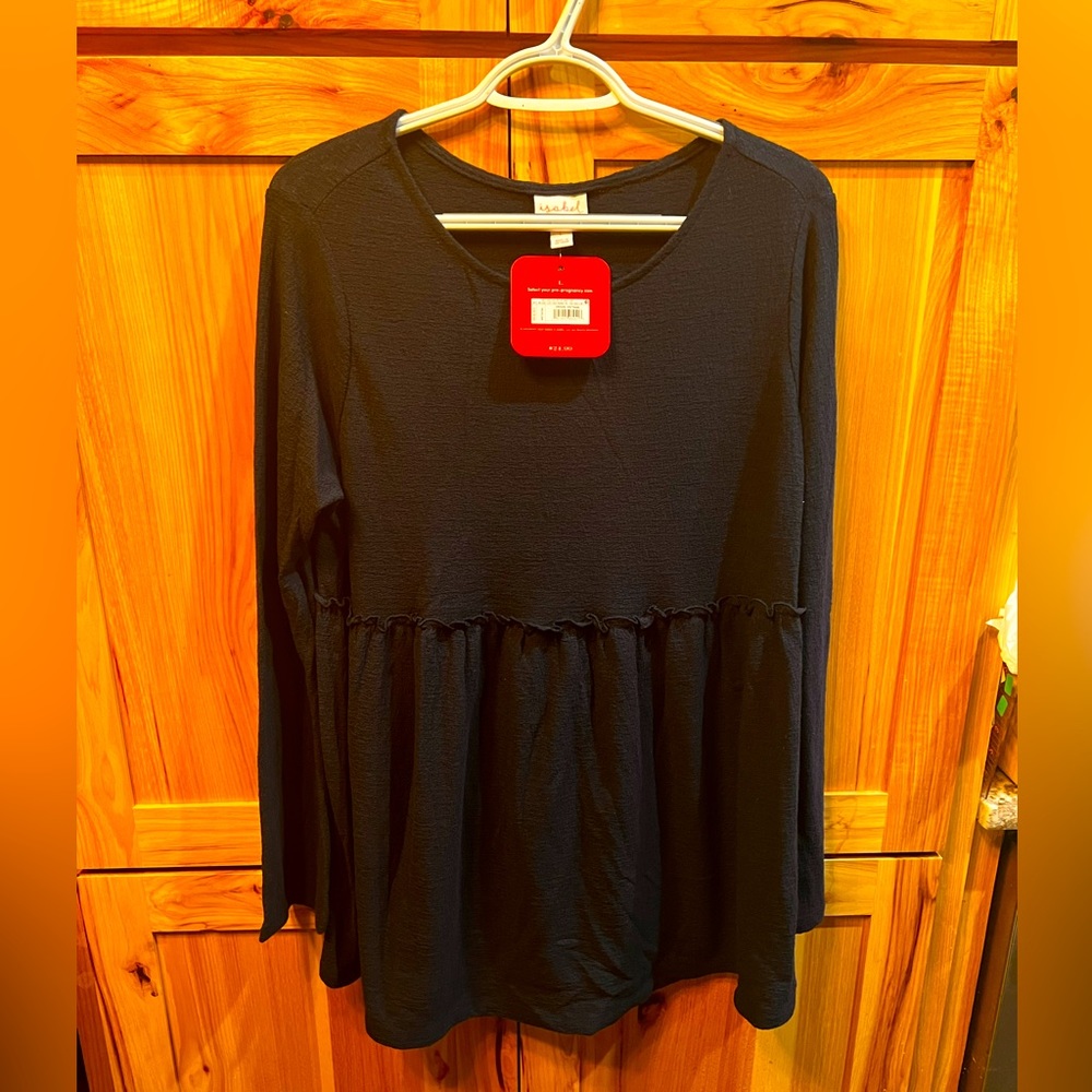 NWT Isabel Maternity Navy Blue Long Sleeve Shirt Size Large
